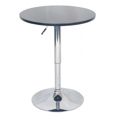 Barový stôl s nastaviteľnou výškou, čierna, priemer 60 cm, BRANY 2 NEW