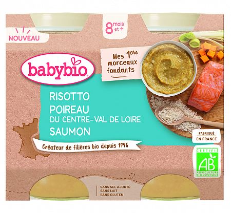Babybio Bio rizoto s pórkem, máslovou dýní a lososem 2 x 200 g