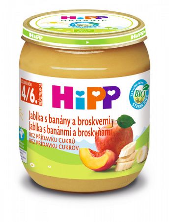 HiPP Ovoce Bio Jablka s banány a broskví 125 g